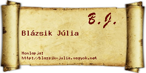Blázsik Júlia névjegykártya